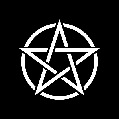 Pentacle magic sign. Black background
