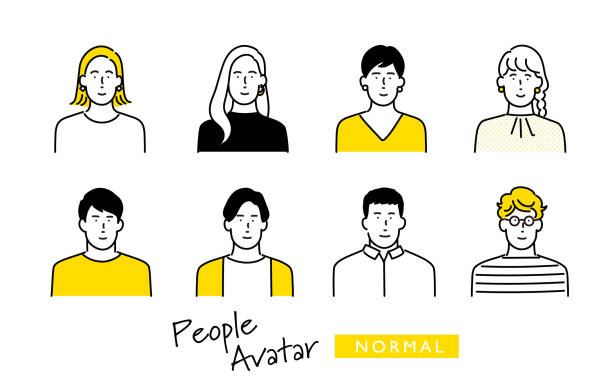 people avatar icon set  young adult stock illustrations