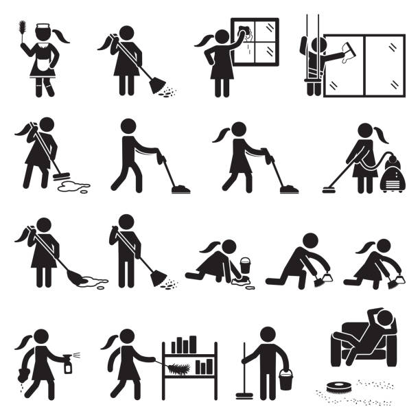People cleaning icon set. Vector. People cleaning icon set. Vector. eps10. french maid outfit stock illustrations