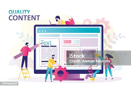 istock People create different quality content for social media. Copywriter with pencil writes articles for website or blogs 1341466569