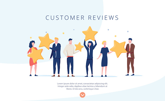 People holding stars. Customer reviews concept illustration concept illustration, perfect for web design, banner