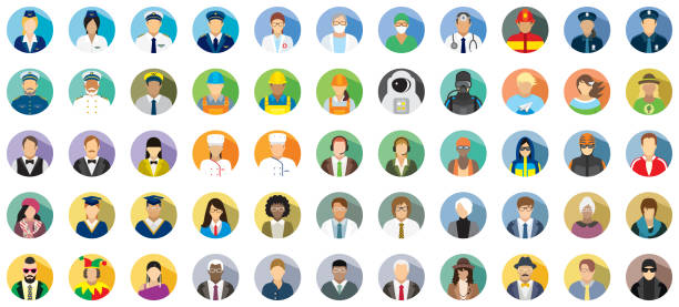 People icon set - different professions. vector art illustration