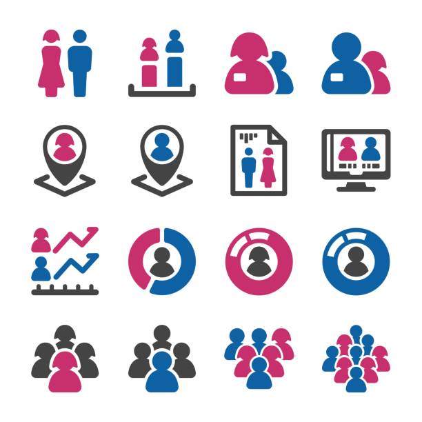people icon people with gender icon set census stock illustrations
