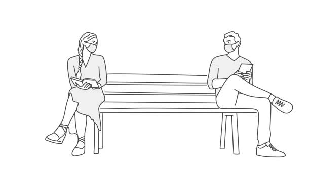67 Drawing Of Two People Sitting On A Bench Illustrations & Clip Art -  iStock