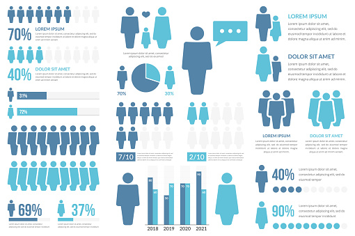 People infographics for reports and presentations, vector eps10 illustration
