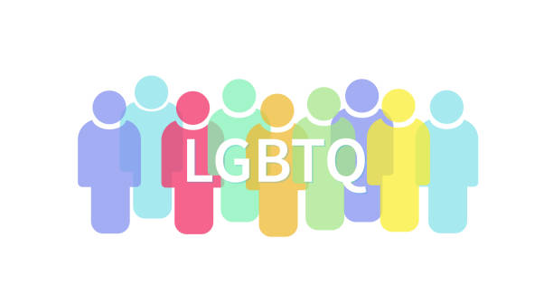 lgbtq people. lesbian, gay, bisexual, transgender concept. tolerant community. pride month june. vector illustration - europride 幅插畫檔、美工圖案、卡通及圖標