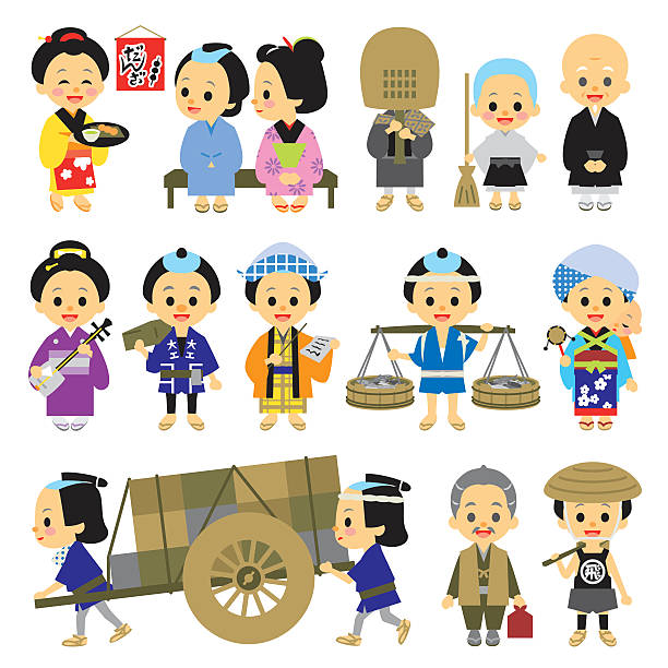 江戸時代の人たち 日本03多様な職業 - 茶室点のイラスト素材／クリップアート素材／マンガ素材／アイコン素材