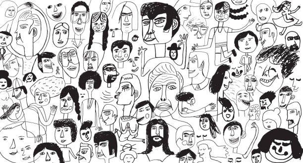 People pattern backround Hand drawn people pattern people designs stock illustrations