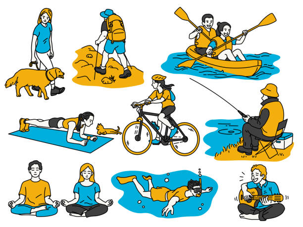 bildbanksillustrationer, clip art samt tecknat material och ikoner med människor rekreationsaktiviteter - woman kayaking