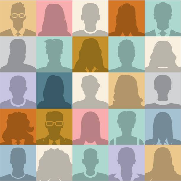 People seamless background. People abstract seamless background. People silhouette. Social teacher patterns stock illustrations