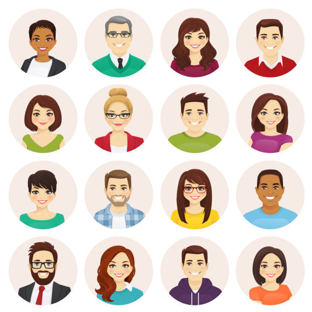 People set Smiling people avatar set isolated vector illustration human face stock illustrations
