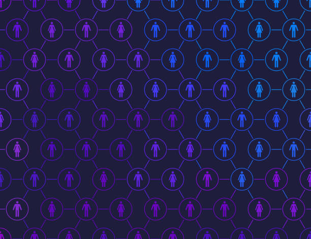 People Social Media Connections Network Background People social media networking teamwork connections spreading hierarchy circles background pattern. gender stereotypes stock illustrations