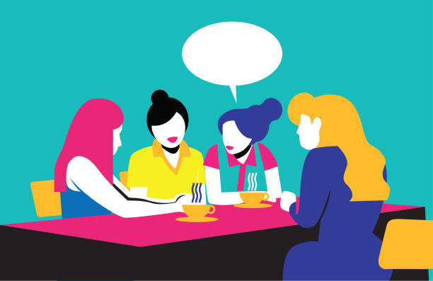 People Talking Illustration of basic colors, simple, people without faces, talking, talking, living, having a nice moment between them.

This illustration is made in vectors and it is easy to change colors and adapt to any size.

The text balloons and people can move position, add or remove oficina stock illustrations