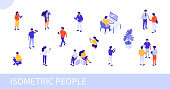 People at work concept design. Can use for web banner, infographics, hero images. Flat isometric vector illustration isolated on white background.