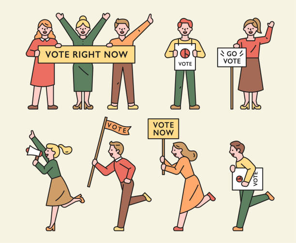 People who encourage voting. vector art illustration