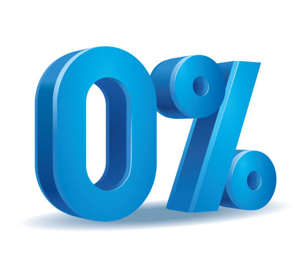 Percentage vector in blue color, 0 illustration Vector 3D of 0  percent blue color in white background zero stock illustrations
