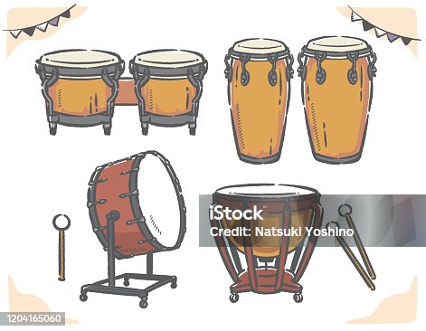 istock Percussion instruments set. 1204165060
