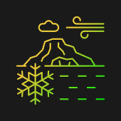 Perennial ice gradient vector icon for dark theme. Ice and snow layers covering ground. Multi-year polar glaciers. Thin line color symbol. Modern style pictogram. Vector isolated outline drawing