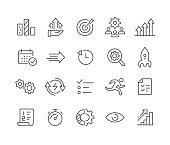 Editable Stroke - Performance and Management Icons - Line Icons