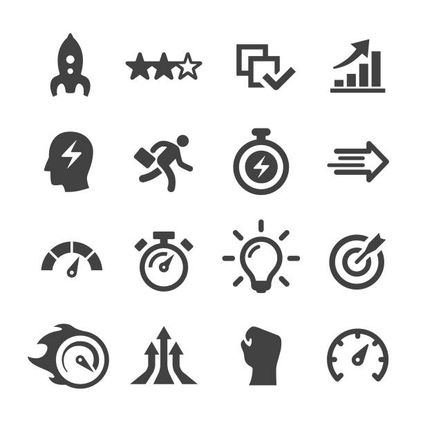 ilustrações de stock, clip art, desenhos animados e ícones de performance icons - acme series - fast icon