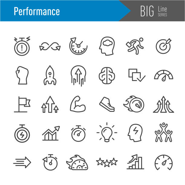 Performance Icons - Big Line Series Performance, Growth, Efficiency, speed symbols stock illustrations