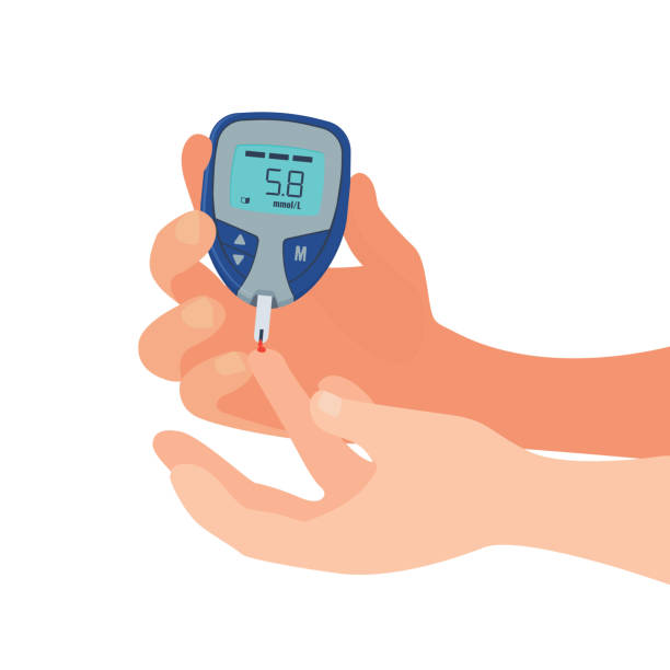 ilustrações de stock, clip art, desenhos animados e ícones de person do glucose test. measuring sugar in blood concept. vector - diabetes