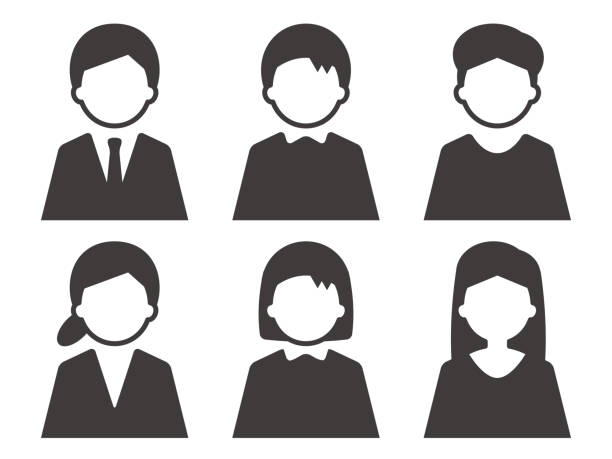 Person icon gender set silhouette simple black Person icon gender set silhouette simple black icon silhouettes stock illustrations