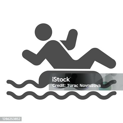 istock Person in inflatable ring solid icon, Aquapark concept, Swimming Ring sign on white background, Man with inflatable circle in water park icon in glyph style for mobile. Vector graphics. 1286253852