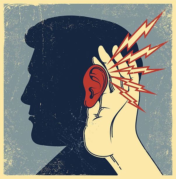 Person Listening Person listening very careful human ear stock illustrations