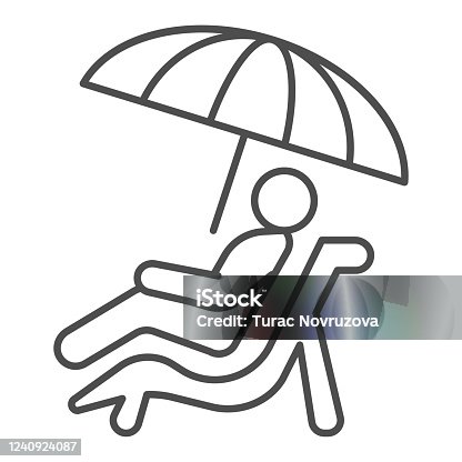 Beach Vektor Simgesi Semsiye Sezlong Ile Clipart Goruntusu