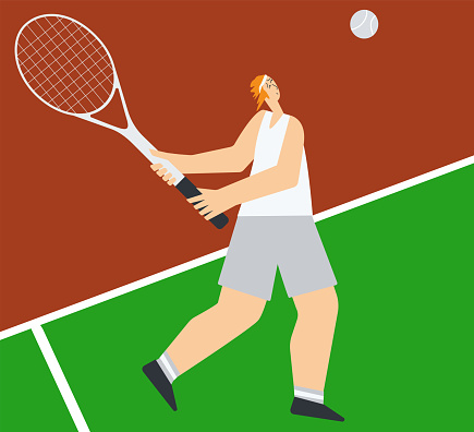 Person playing tennis. Sporty vector illustration