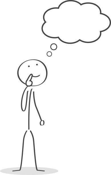 person think with empty cloud person think with empty cloud stick figure stock illustrations