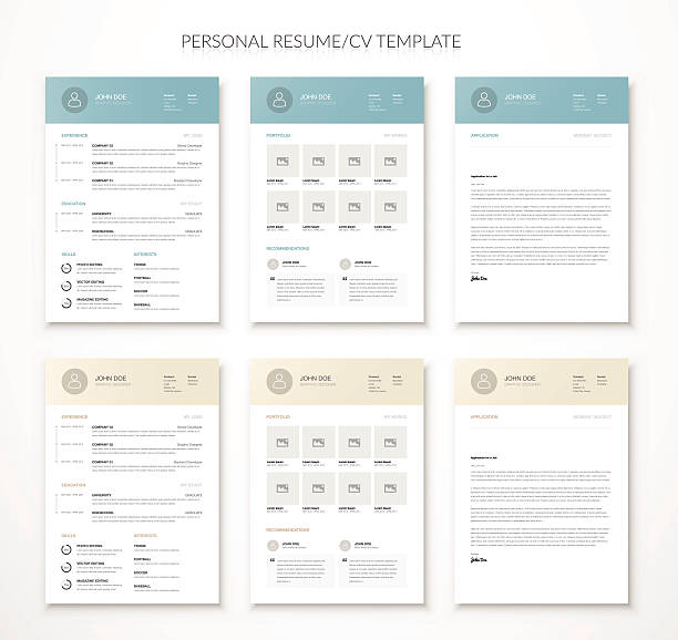 Personal business curriculum vitae and resume vector two colors Personal business curriculum vitae and resume vector two colors. resume templates stock illustrations