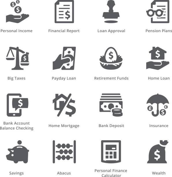Personal & Business Finance Icons Set 1 - Sympa Series This set contains personal & business finance icons that can be used for designing and developing websites, as well as printed materials and presentations. retirement stock illustrations