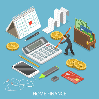 Personal home finance flat isometric vector.