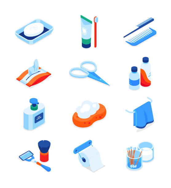 Personal hygiene - modern colorful isometric icons set vector art illustration