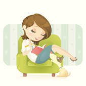 Vector illustration of charming girl enjoying a personal moment writing her diary. this friendly character is great for blogs or any related themes. The hair/eye colour can be edited in Adobe Illustrator. 