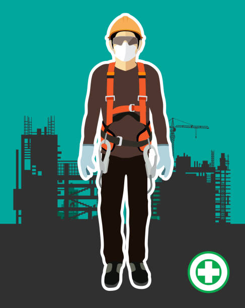 Personal Protect Equipment, safety harness , construction vector Personal Protect Equipment, safety harness , construction vector safety equipment stock illustrations