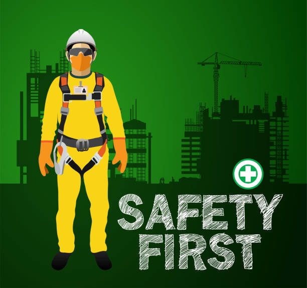 Personal Protect Equipment, safety harness , construction vector Personal Protect Equipment, safety harness , construction vector safety equipment stock illustrations