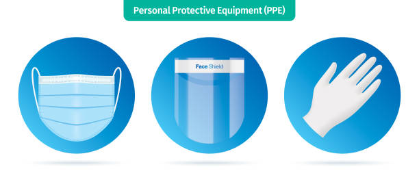個人保護機器のアイコン。 - face shields ppe点のイラスト素材／クリップアート素材／マンガ素材／アイコン素材