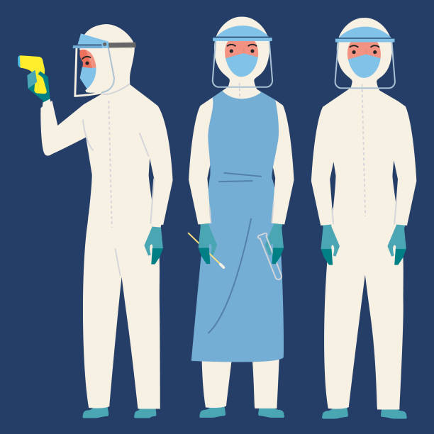 Personal Protection Equipment Medical staff in PPE nurse face stock illustrations