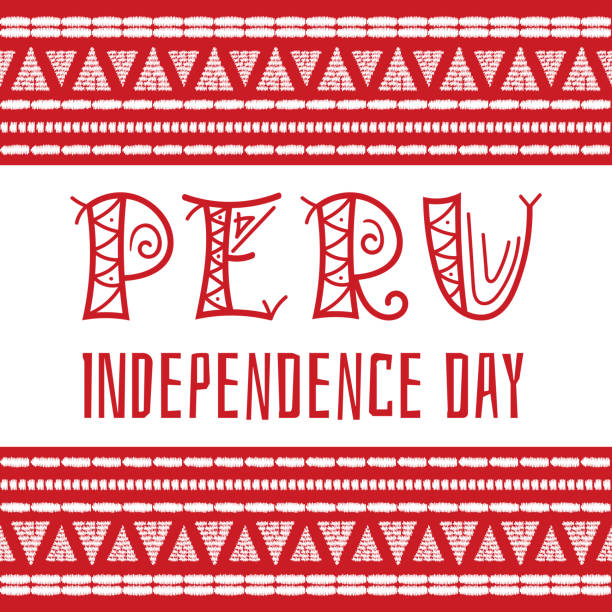 день независимости перу (fiestas patrias), 28 июля, иллюстрация вектора. перуанский национальный праздник. этнический фон с традиционным рисунком в� - peru stock illustrations