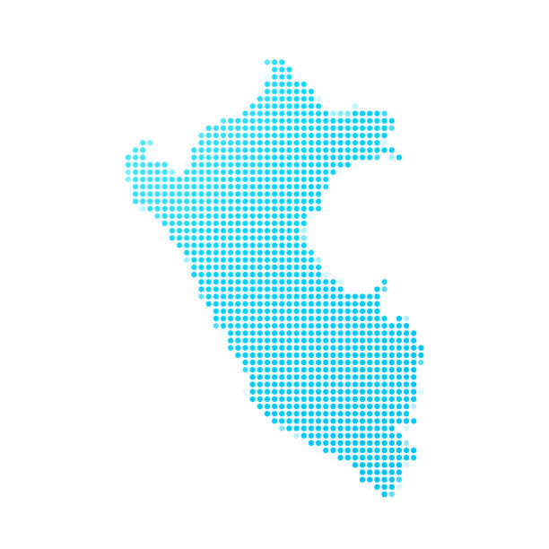 흰색 바탕에 파란색 점의 페루 지도 - peru stock illustrations