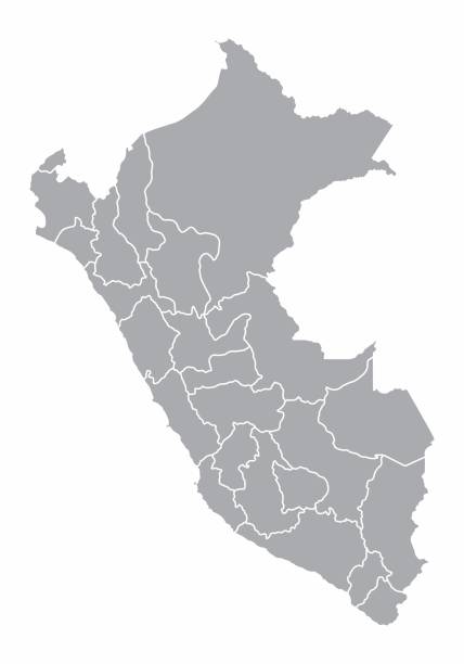 Peru provinces map A gray map of Peru divided into provinces peru stock illustrations