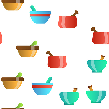 Pestles With Mortars Vector Seamless Pattern