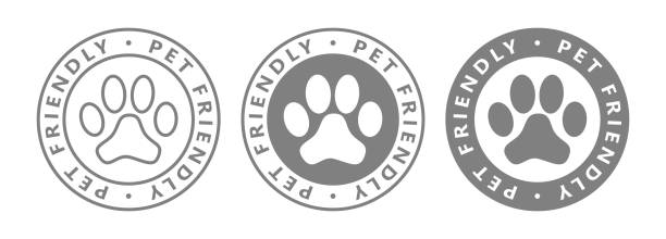 Pet friendly Pet friendly a graphic icons set. Pet paws signs isolated on white background. Logo templates. Vector illustration cheerful stock illustrations