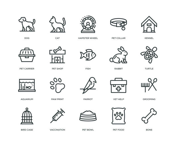 Pet Icons - Line Series  rabbit animal stock illustrations