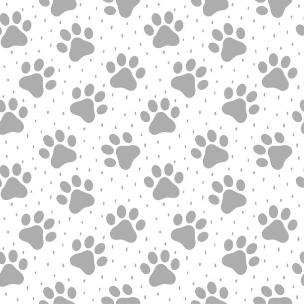 Pet Paw Seamless Pattern Background Animal Vector Illustration dog backgrounds stock illustrations