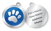 Pet footprint tags with space for your copy. EPS 10 file. Transparency effects used on highlight elements.