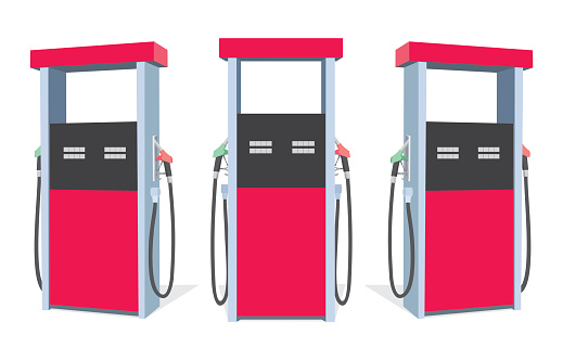 Petrol station fuel pumps